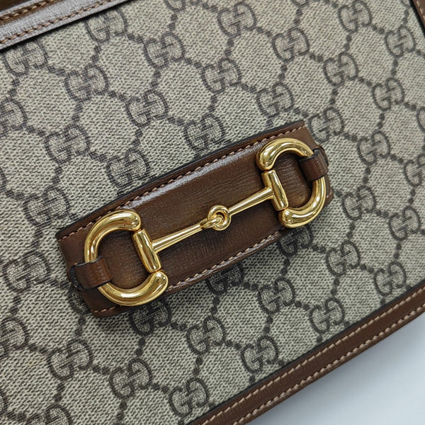 Horsebit 1955 Medium Monogram Coated Canvas Beige