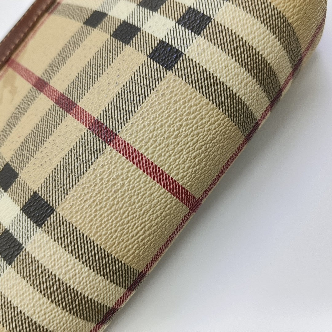 Coated Canvas Clutch Brown