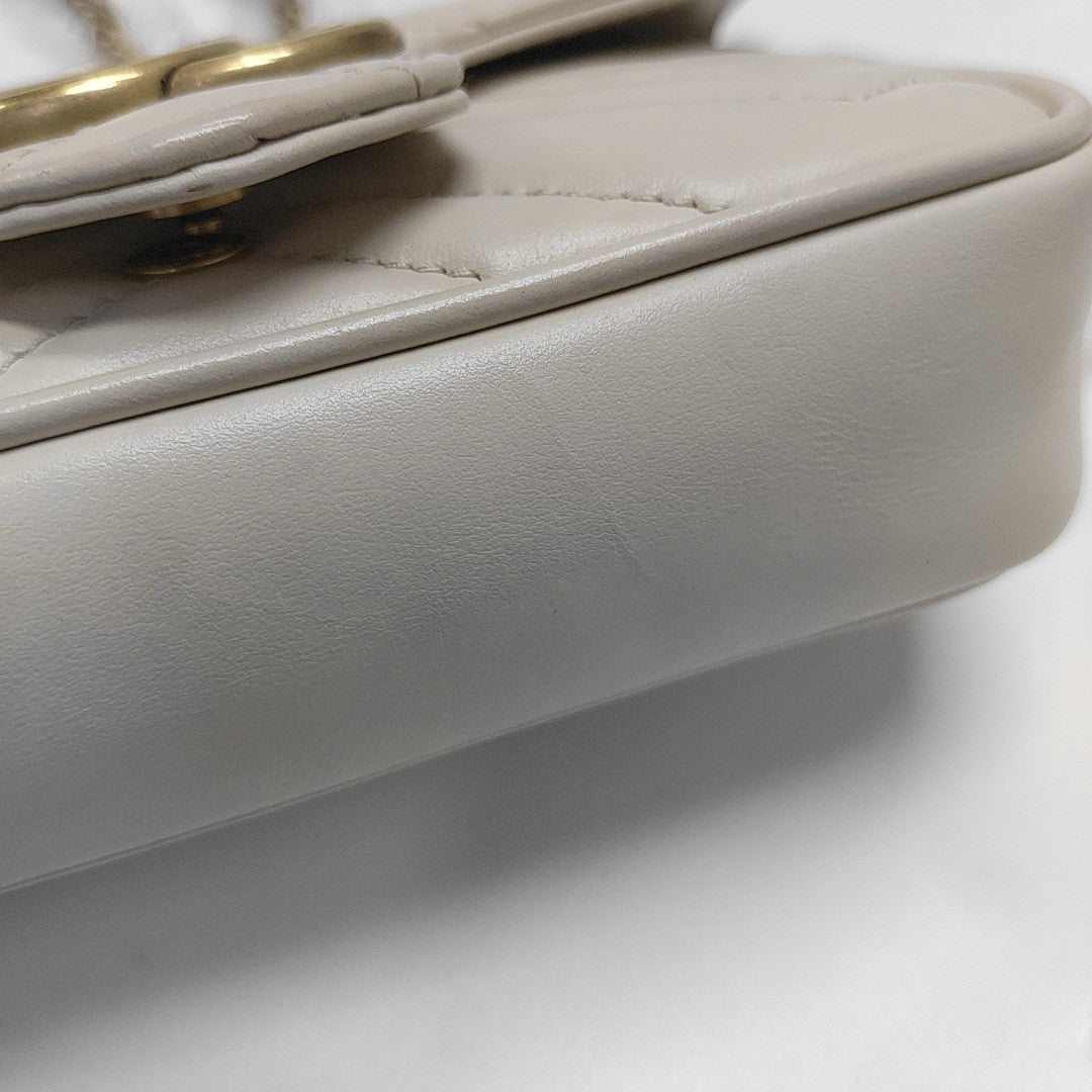 GG Marmont Mini Quilted Calfskin White