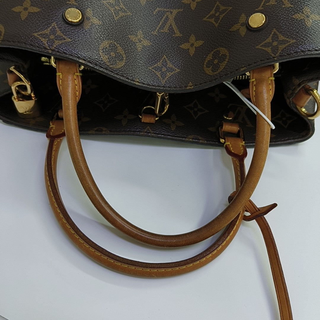 MONTAIGNE MM Monogram Coated Canvas Brown