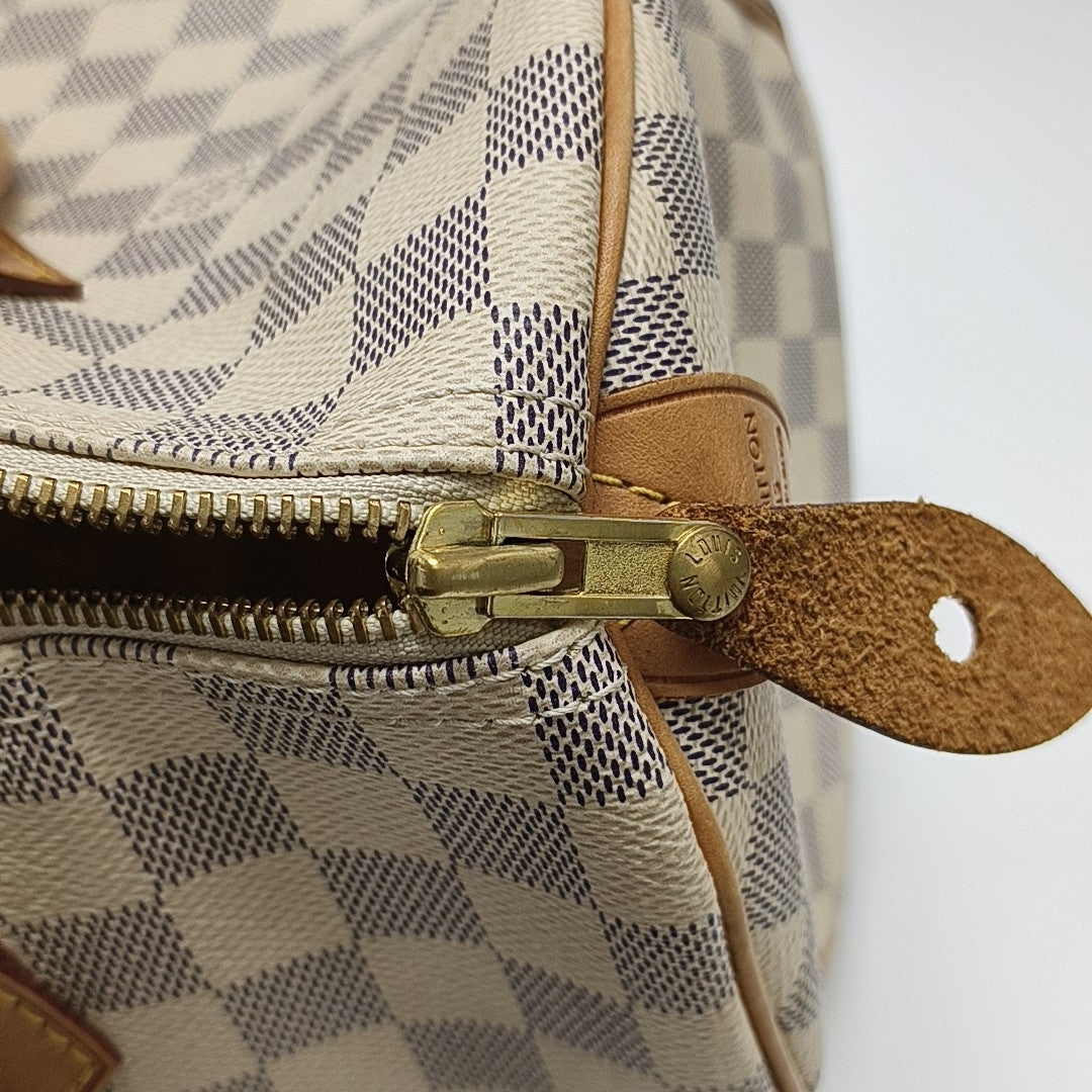 SPEEDY 30 Damier Azur Coated Canvas White