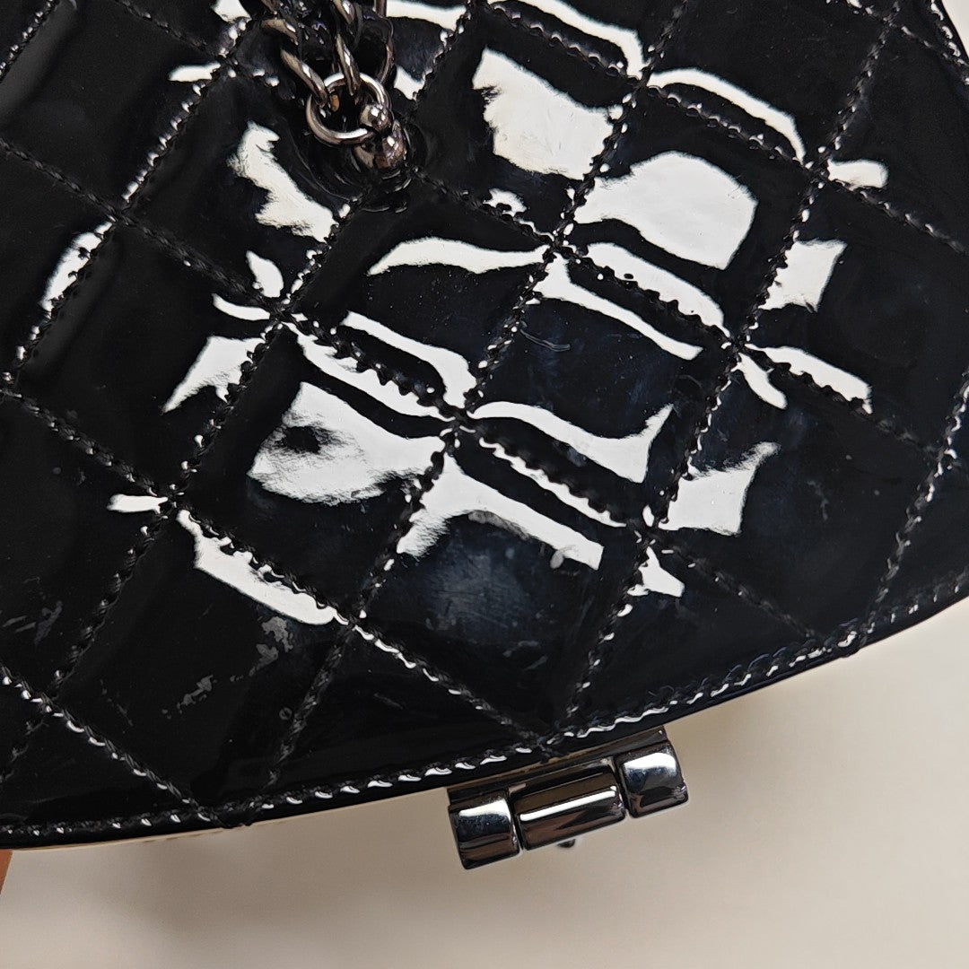 Quilted Patent Leather Top Handle Bag Yellow