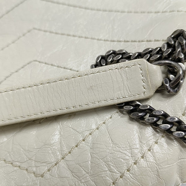 NIKI Small Chevron Calfskin White