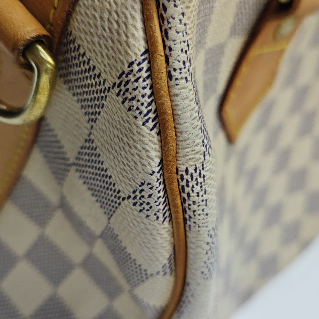 SPEEDY 25 Damier Azur Coated Canvas White