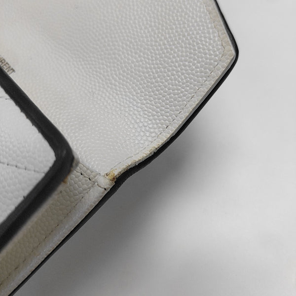 Chevron Calfskin Wallet White