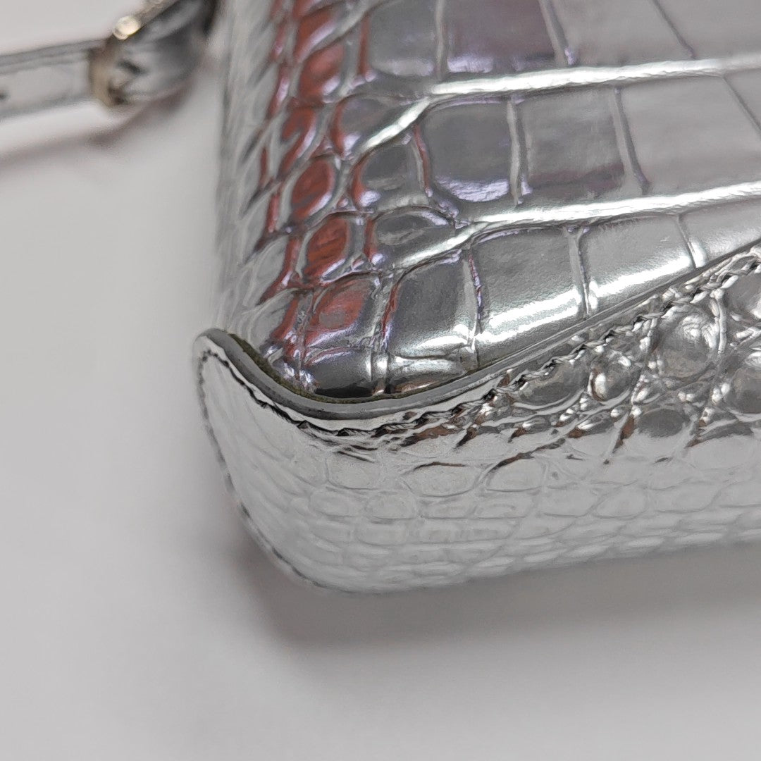 Calfskin Shoulder Bag Small Silver
