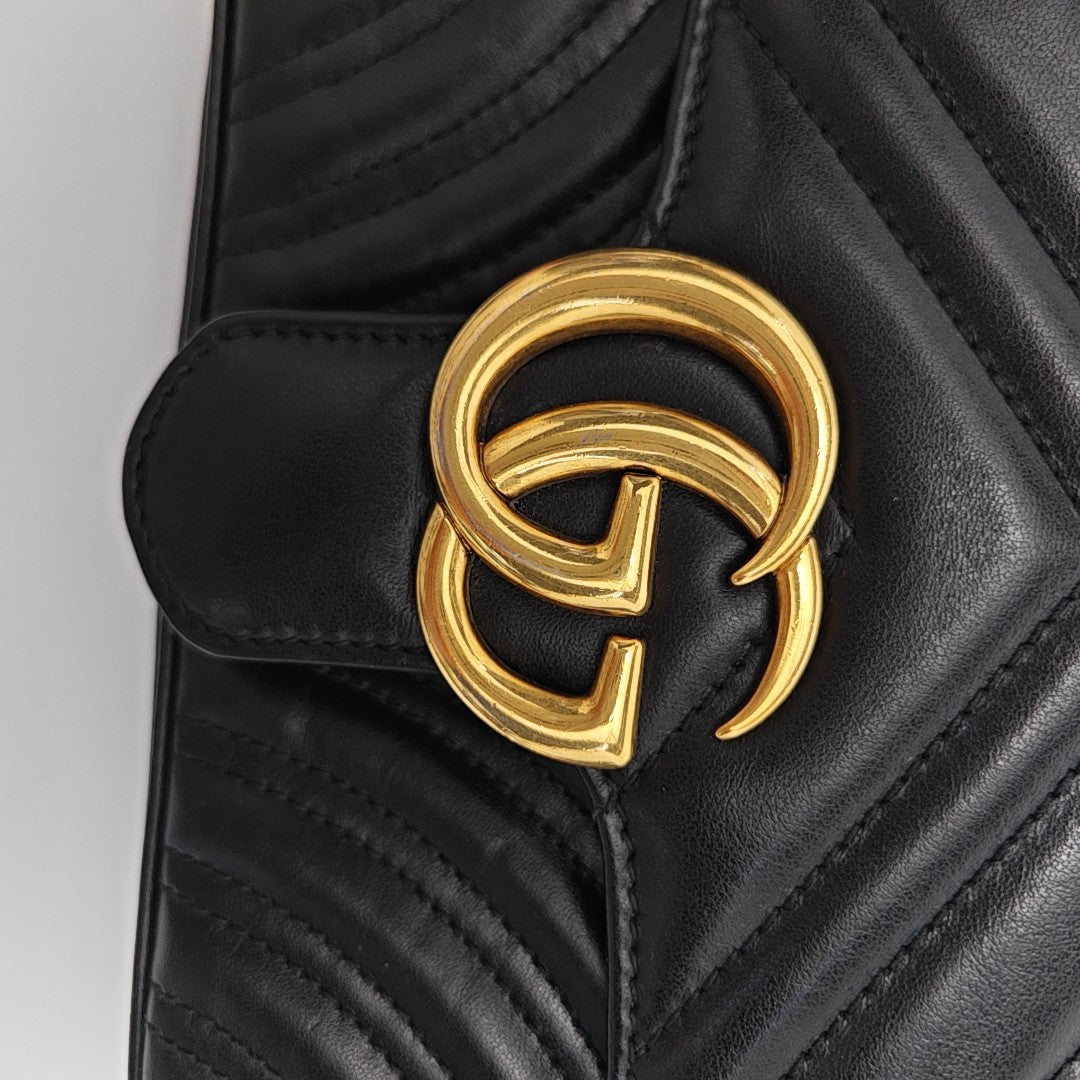 GG Marmont Small Quilted Calfskin Black