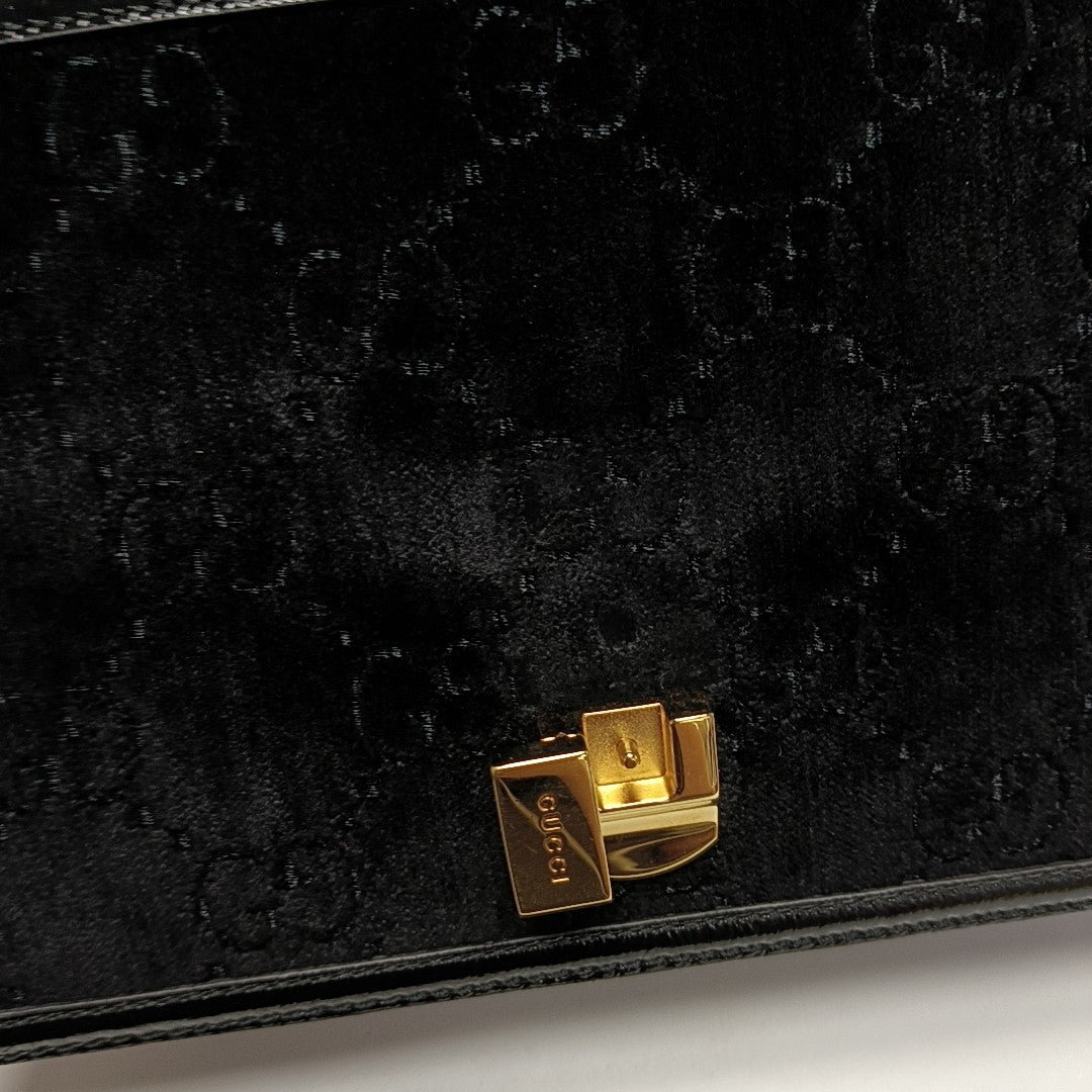 Sylvie Small Monogram Velvet Black