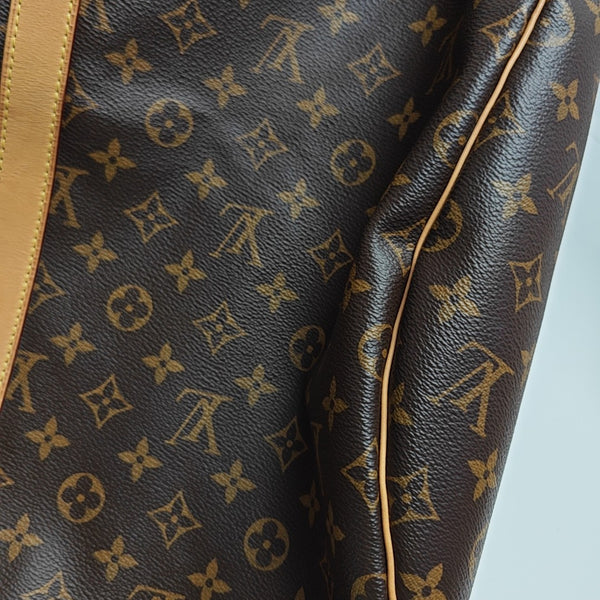 KEEPALL 55 Monogram Coated Canvas Brown
