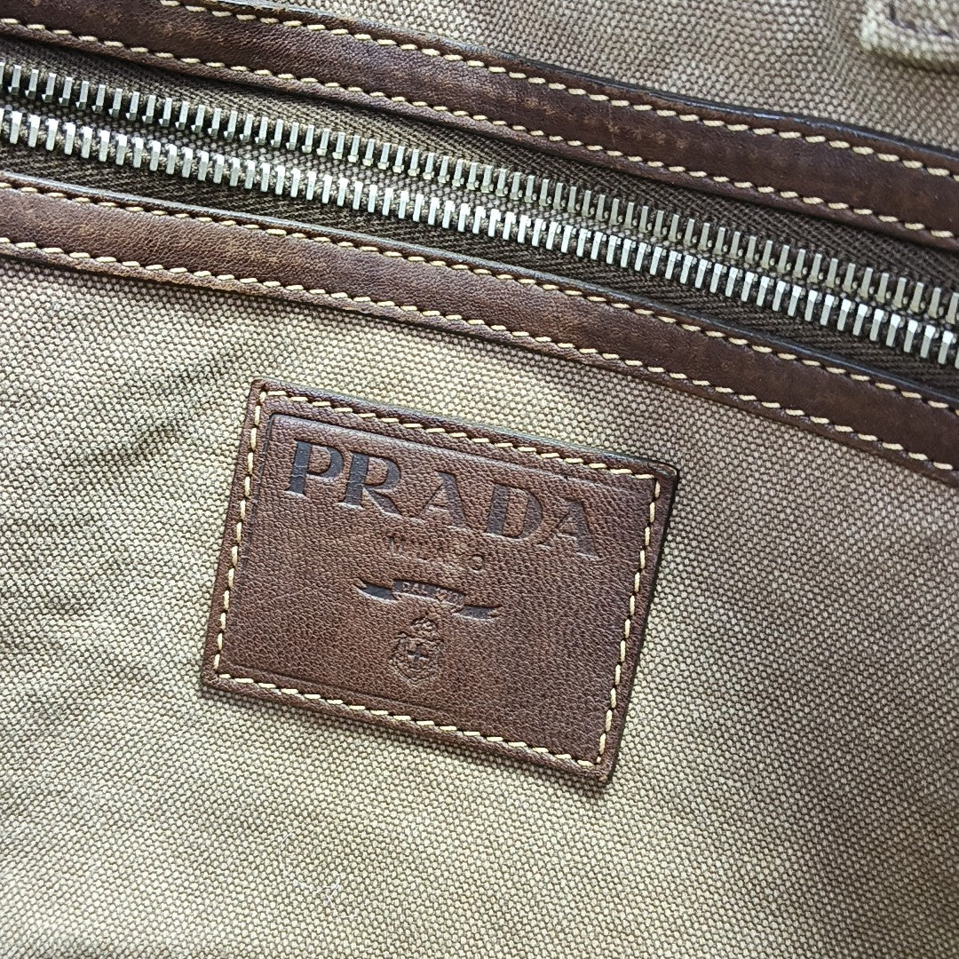 Quilted Canvas Tote Bag Brown