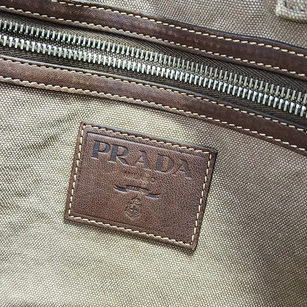 Quilted Canvas Tote Bag Brown