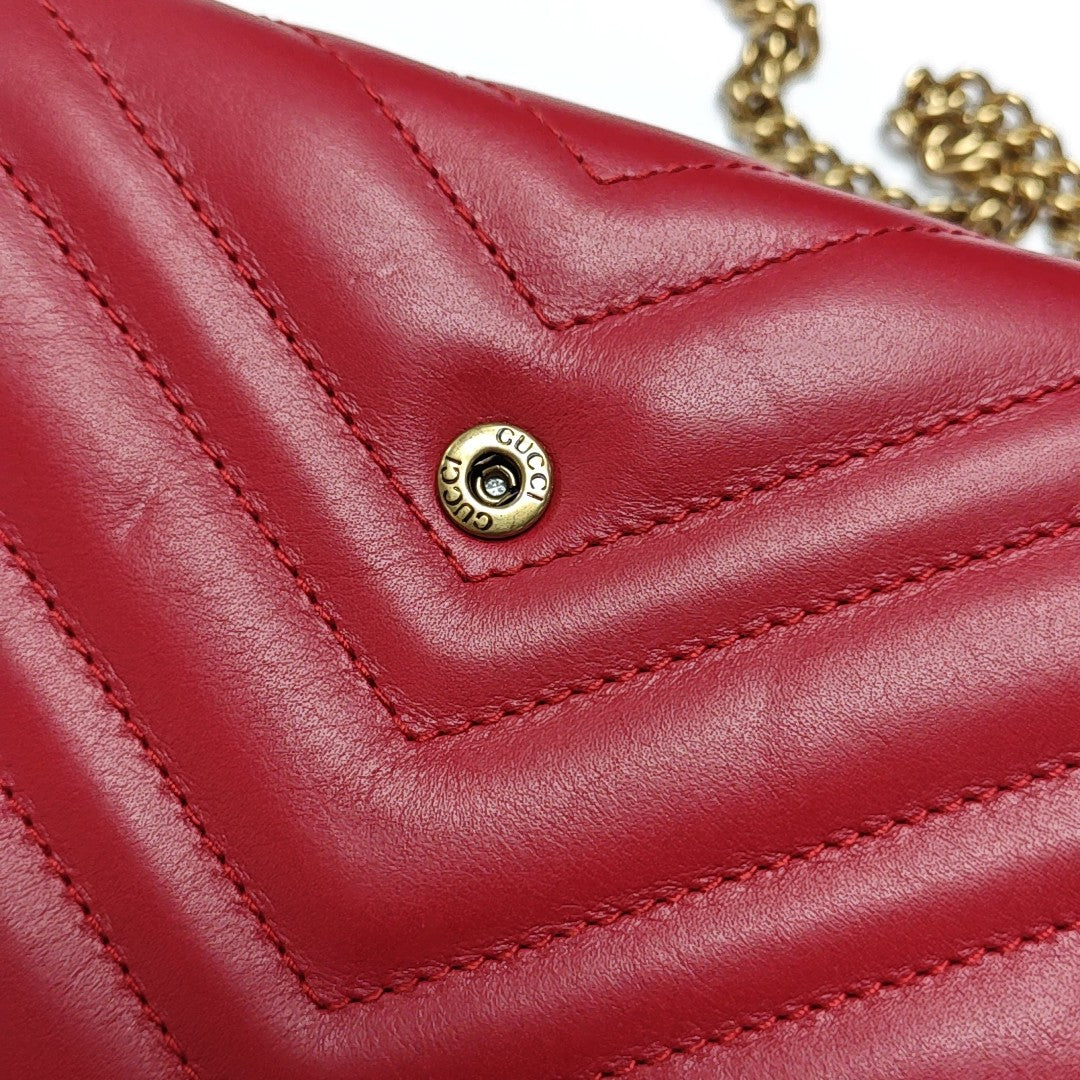 GG Marmont Mini Quilted Calfskin Red