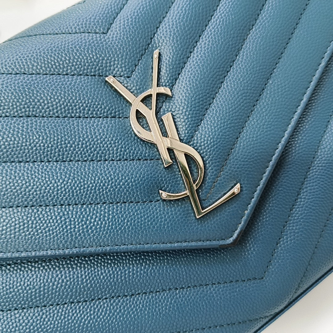 MONOGRAM Medium Chevron Calfskin Blue