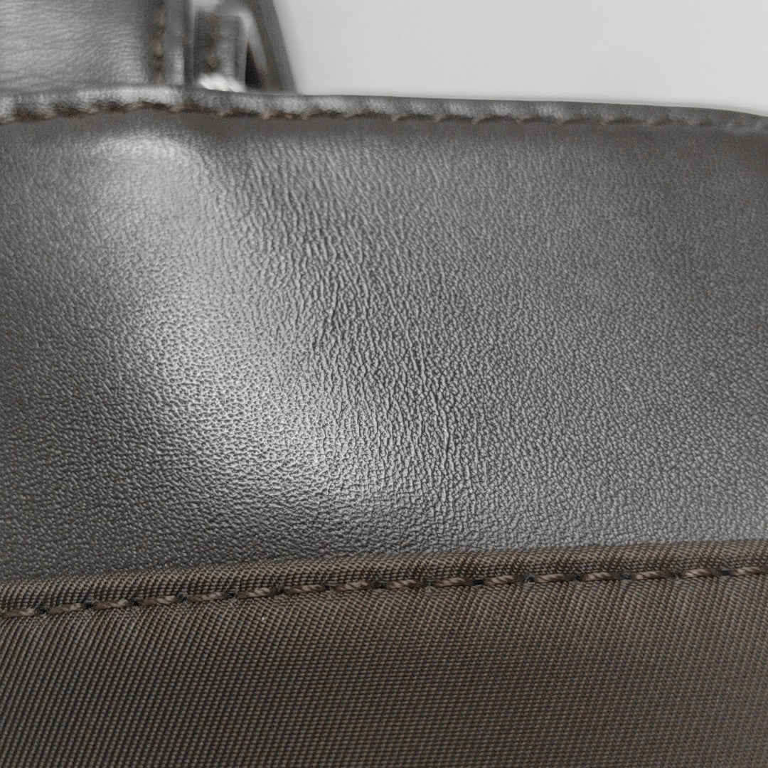 Fabric Top Handle Bag Brown