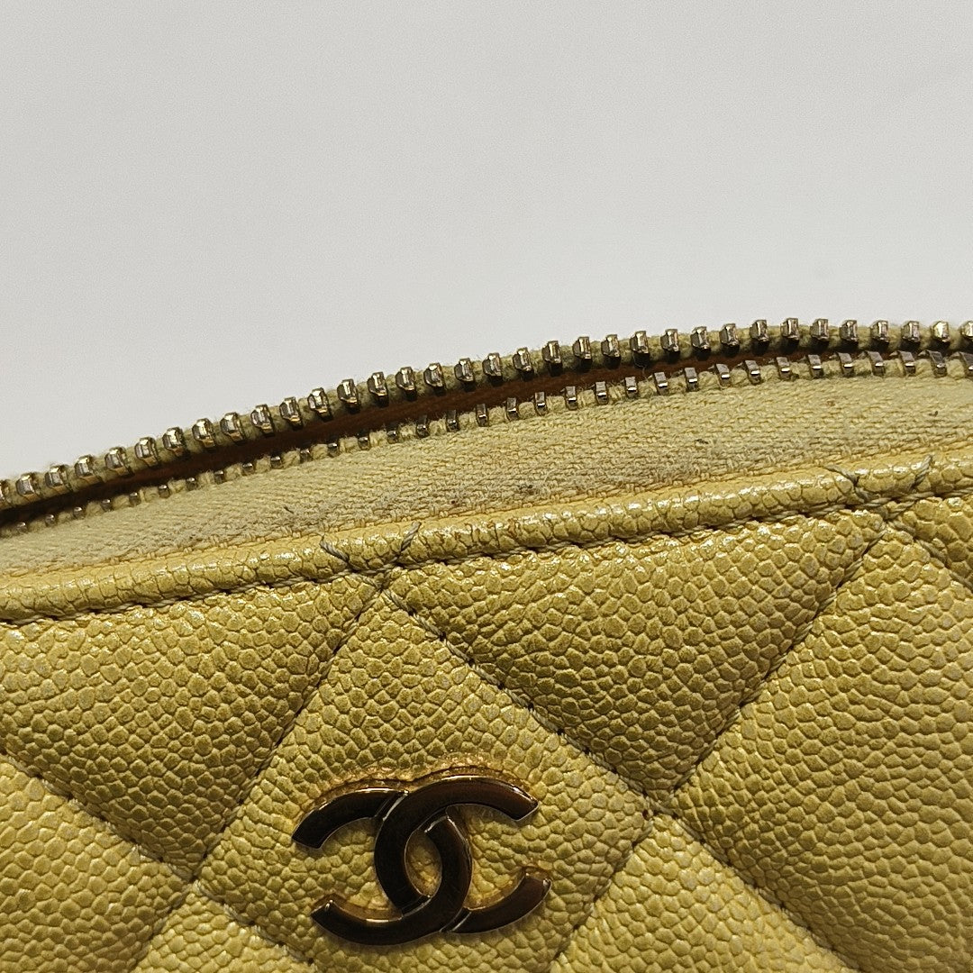 Quilted Grained Calfskin Wallet Yellow