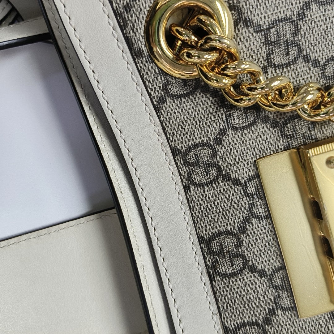 Padlock Small Monogram Coated Canvas Beige