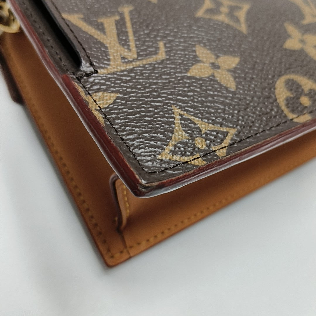 S LOCK Monogram Coated Canvas Brown