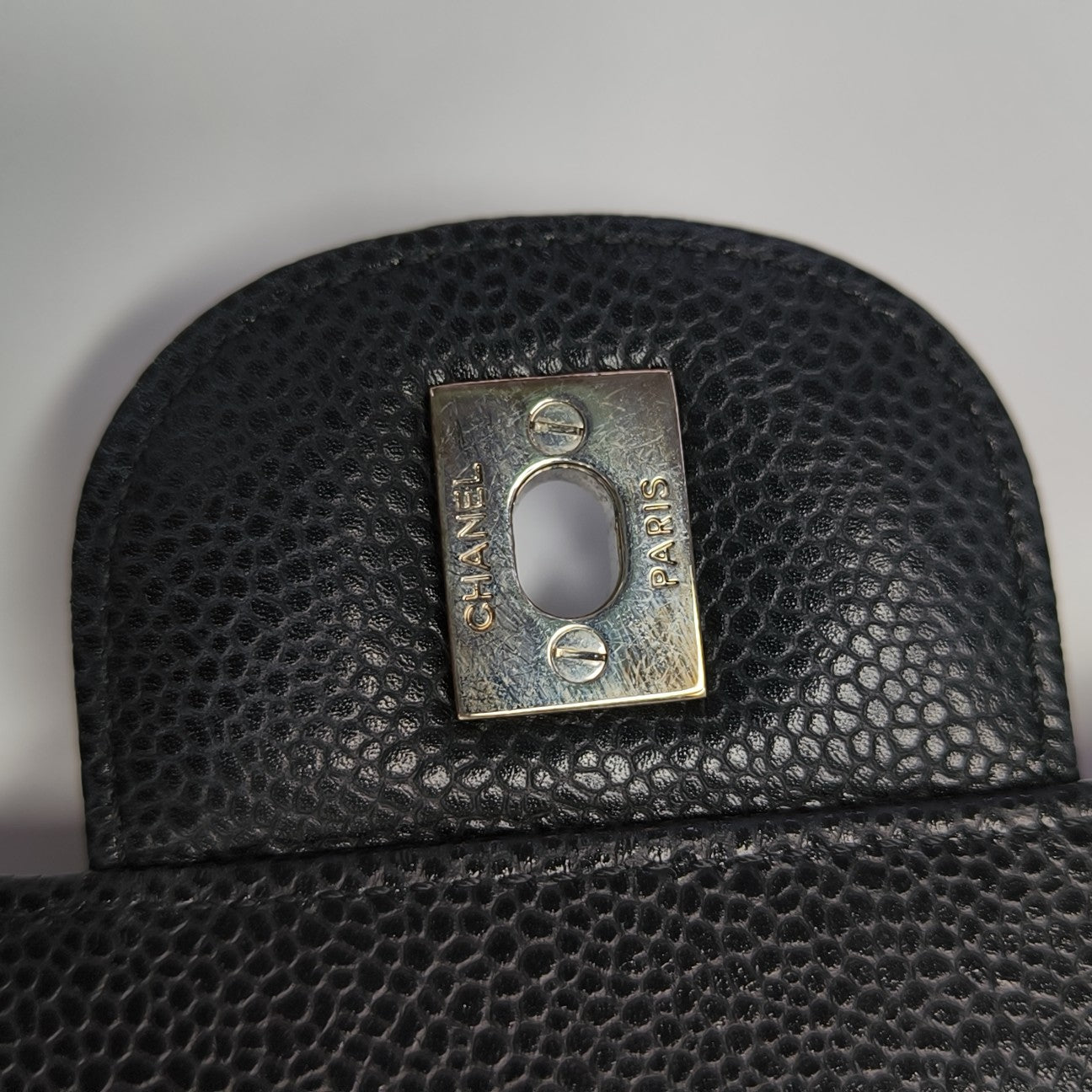Quilted Grained Calfskin Shoulder Bag Large Black