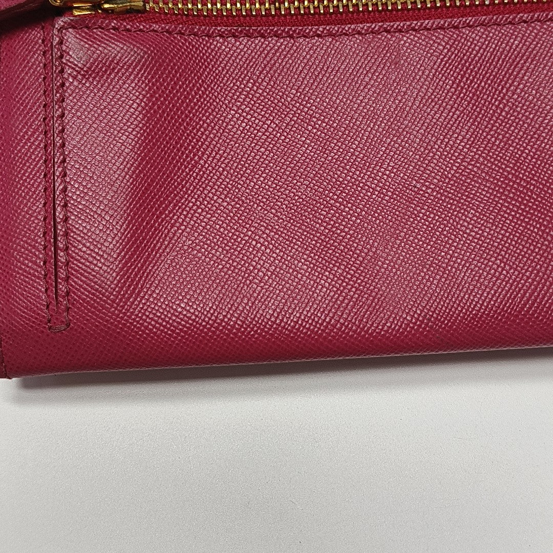 Fold Wallet Saffiano Calfskin Red Wallet
