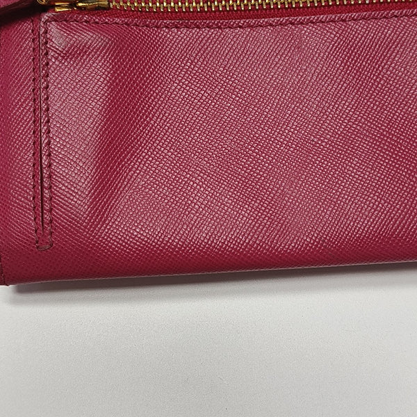Fold Wallet Saffiano Calfskin Red Wallet