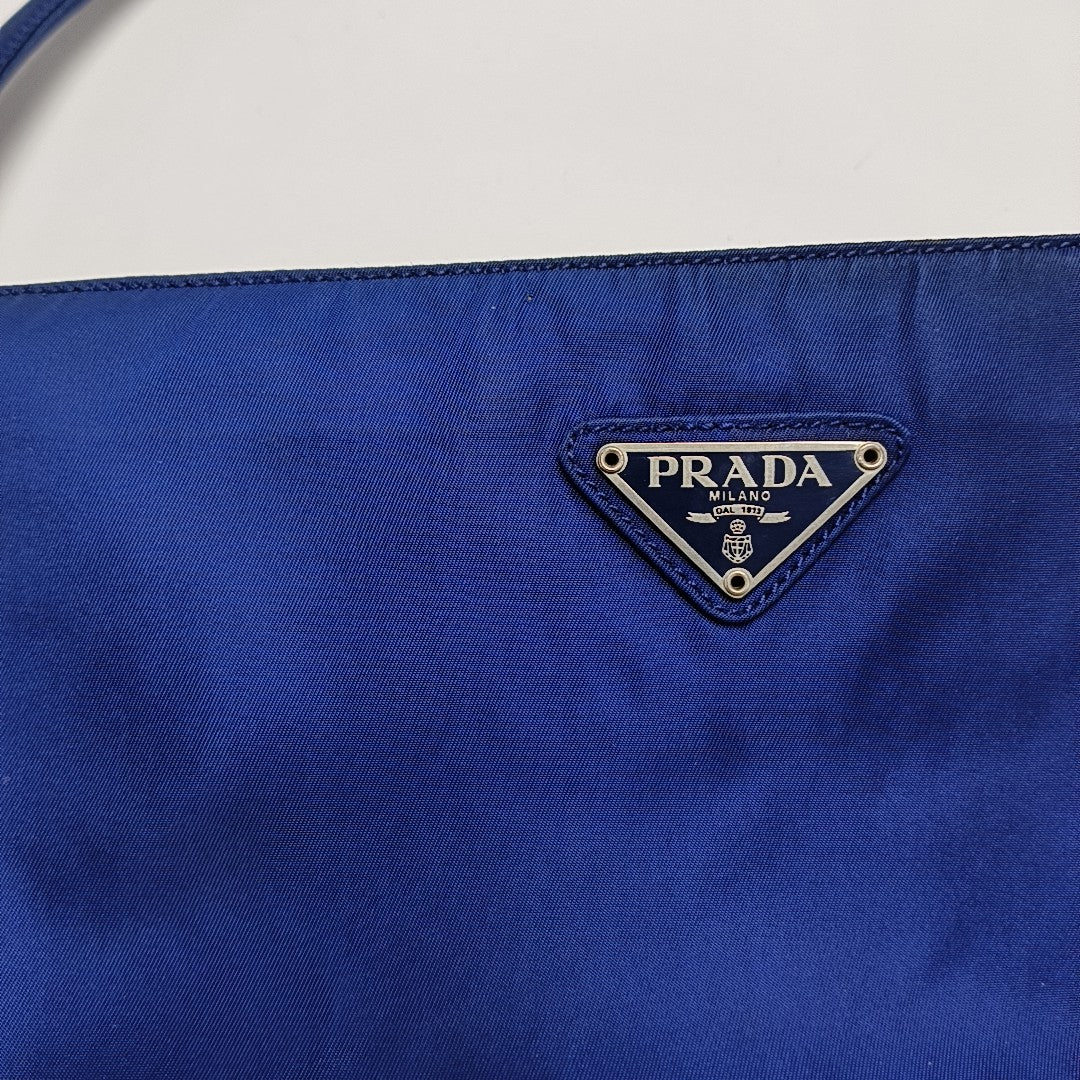 Nylon Top Handle Bag Blue