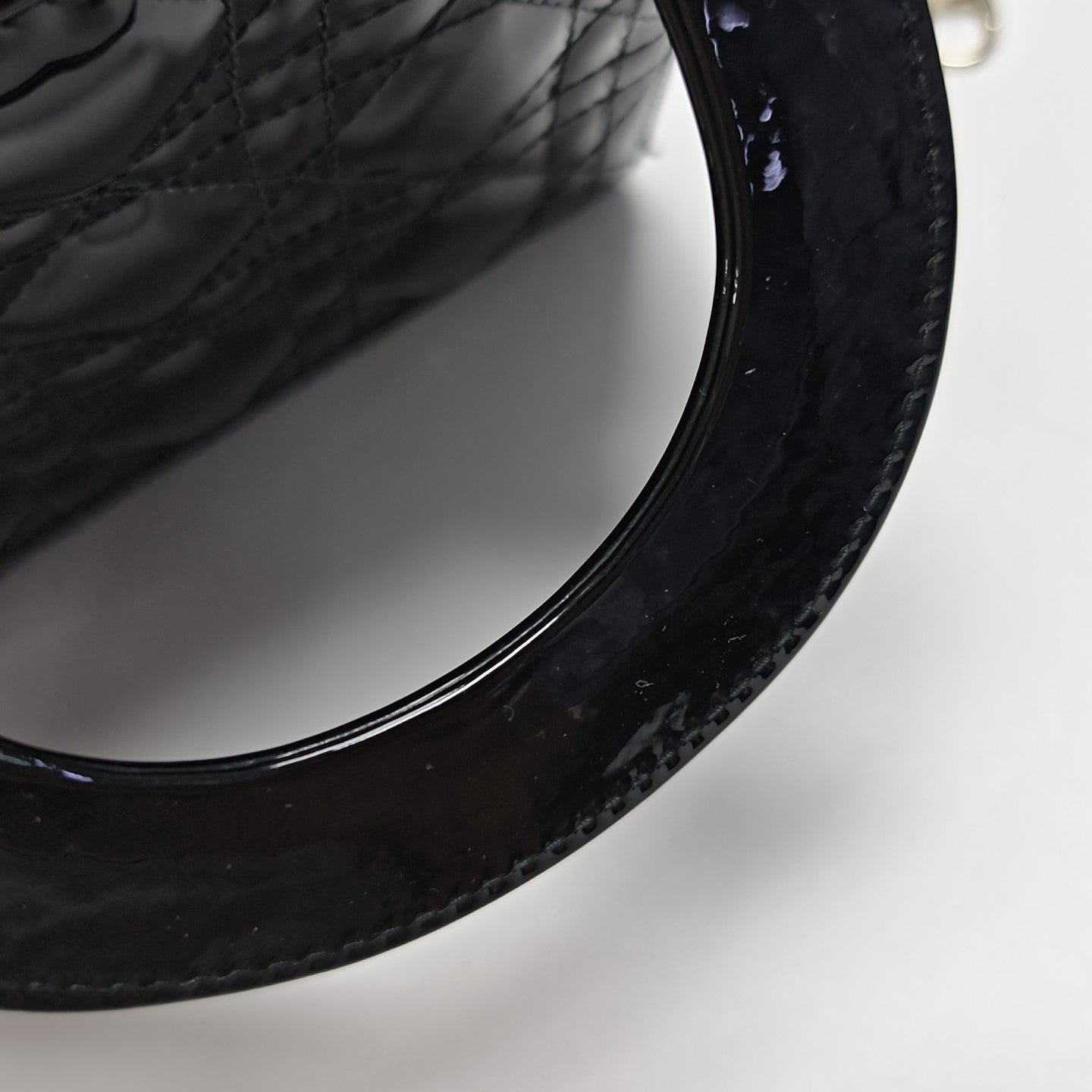 Lady Dior Mini Cannage Patent Leather Black
