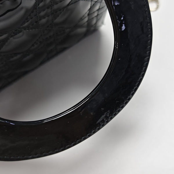 Lady Dior Mini Cannage Patent Leather Black