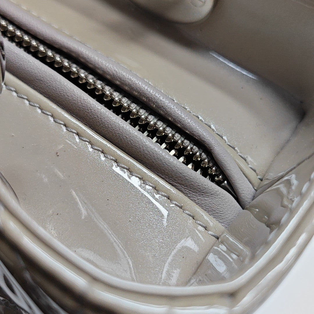 Lady Dior Medium Quilted Patent Leather Gray