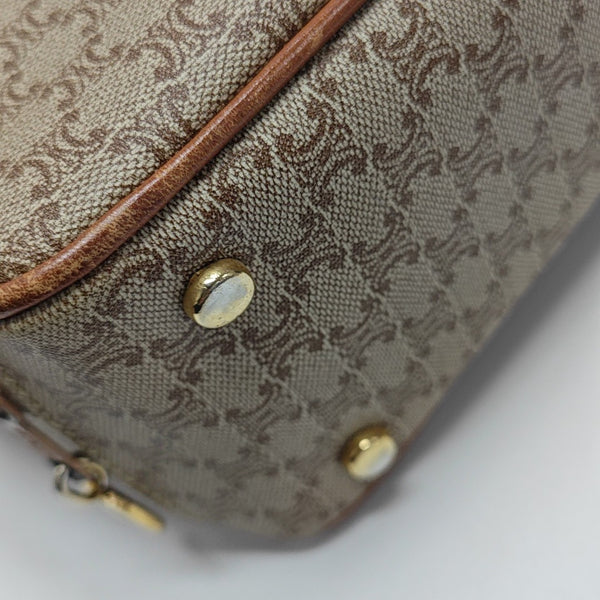 Coated Canvas Top Handle Bag Brown