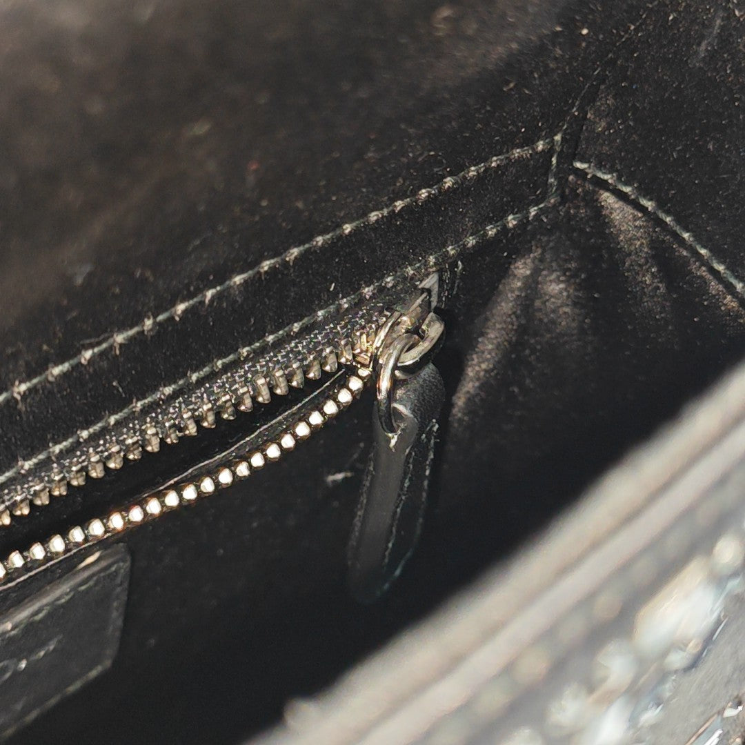 Lady Dior Mini Cannage Silk Satin Black