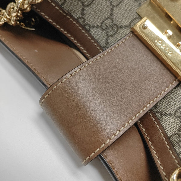 Padlock Medium Monogram Coated Canvas Beige