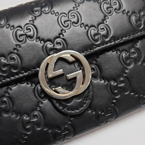 Interlocking G Small Monogram Calfskin Black Wallet