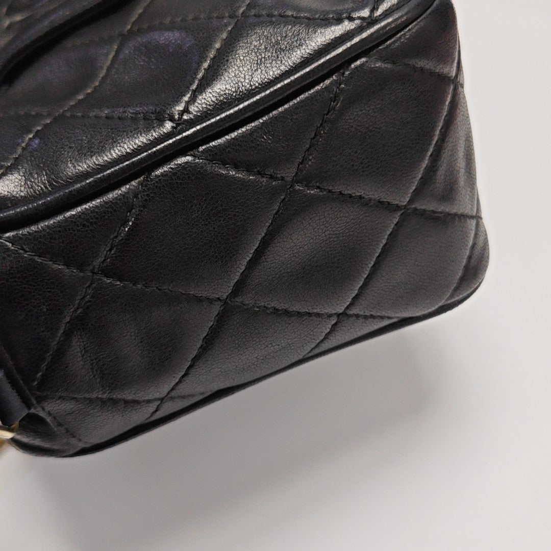 Quilted Lambskin Shoulder Bag Black