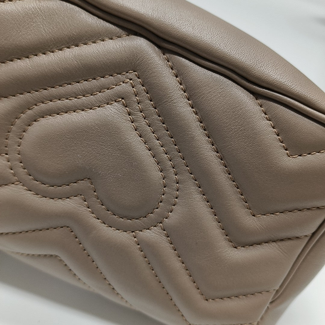 GG Marmont Mini Quilted Calfskin Beige