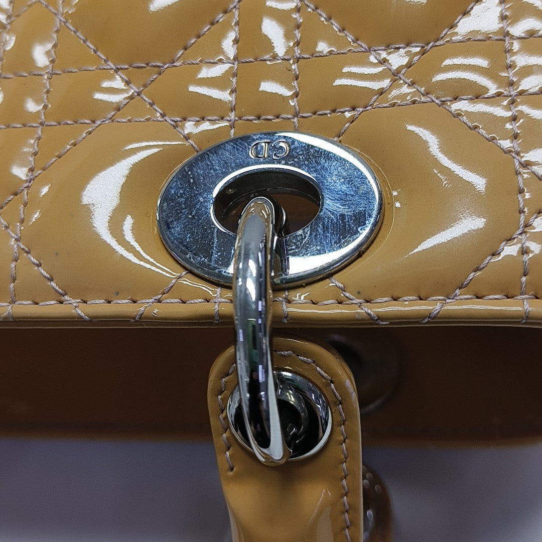 Lady Dior Medium Cannage Patent Leather Yellow