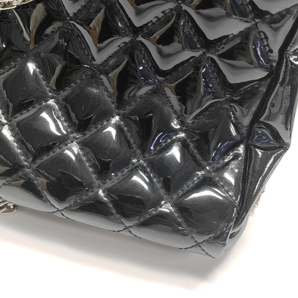 JUST MADEMOISELLE Large Quilted Patent Leather Black
