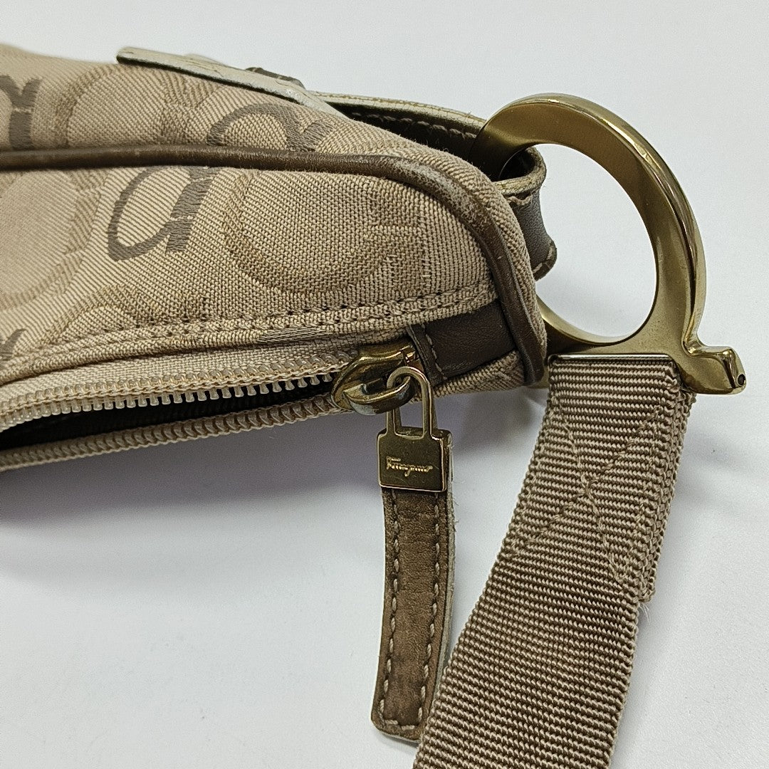 Coated Canvas Top Handle Bag Brown