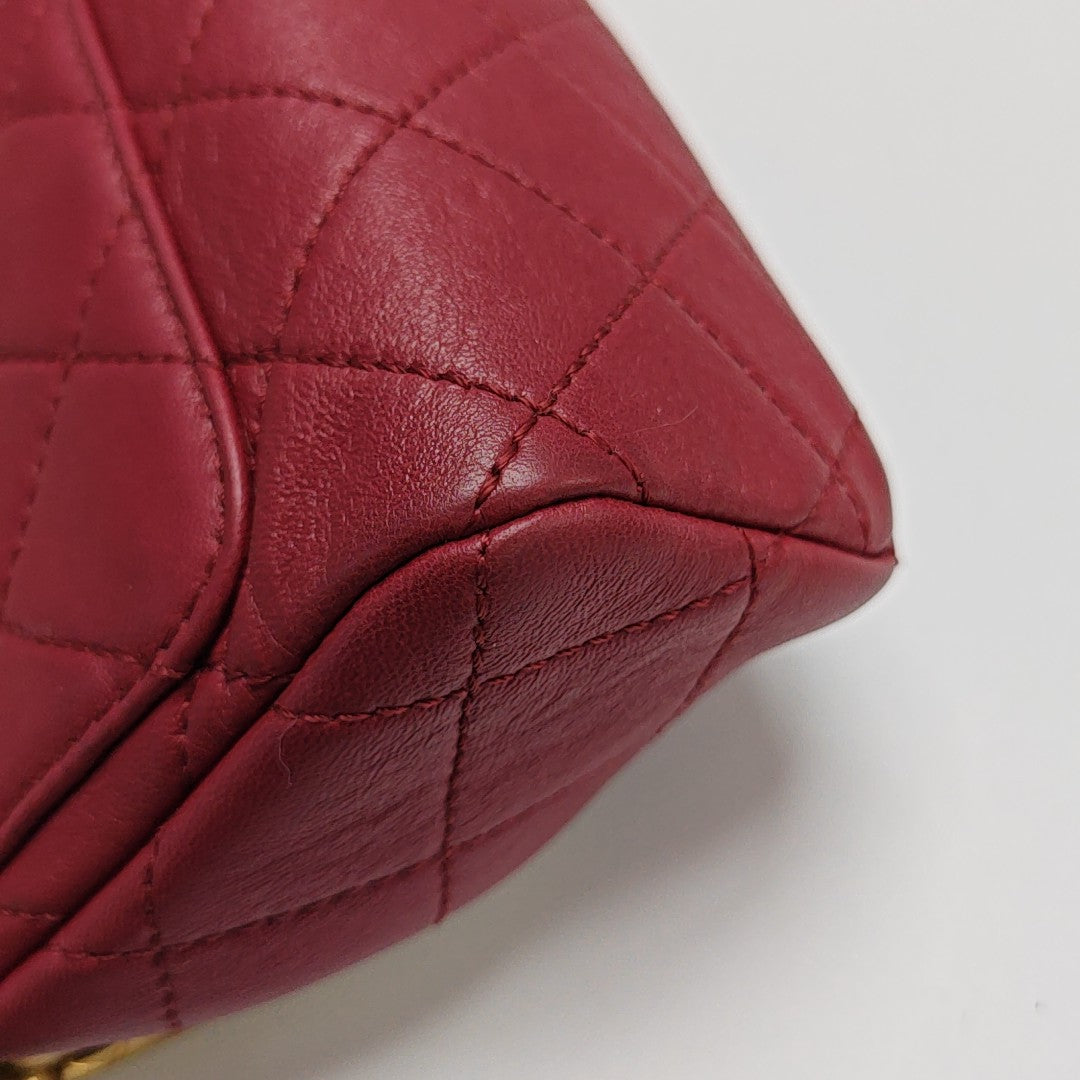 Quilted Lambskin Shoulder Bag Small Red