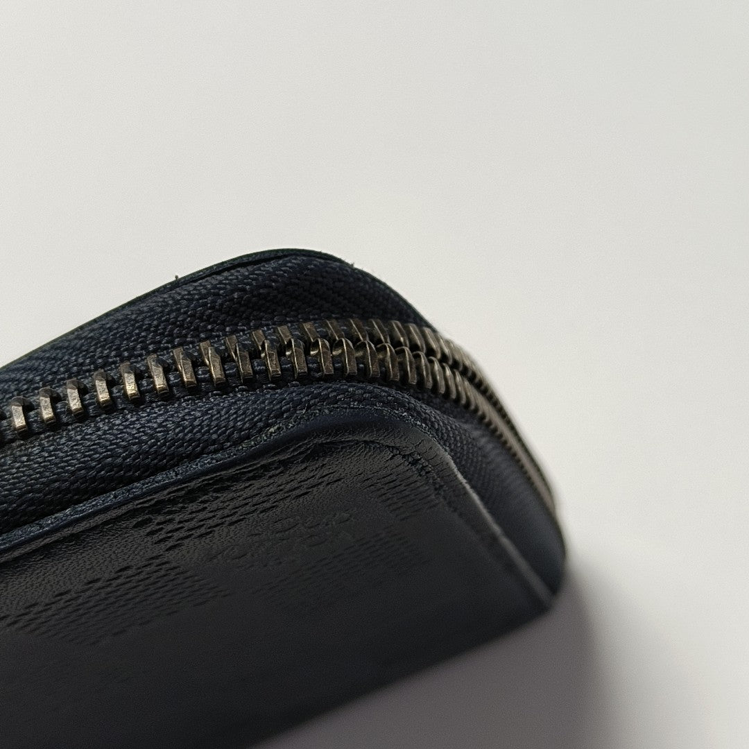 ZIPPY Damier Calfskin Blue Wallet