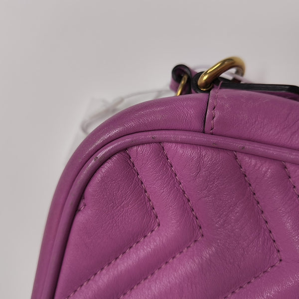 GG Marmont Mini Quilted Calfskin Purple