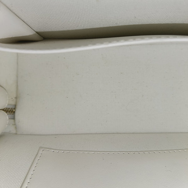 Quilted Grained Calfskin Shoulder Bag White