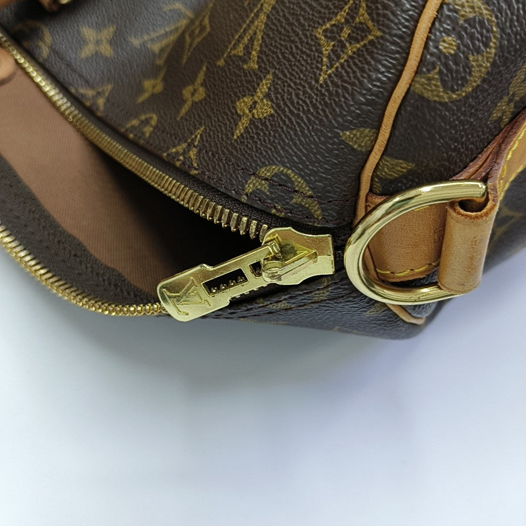 KEEPALL 50 Monogram Coated Canvas Brown