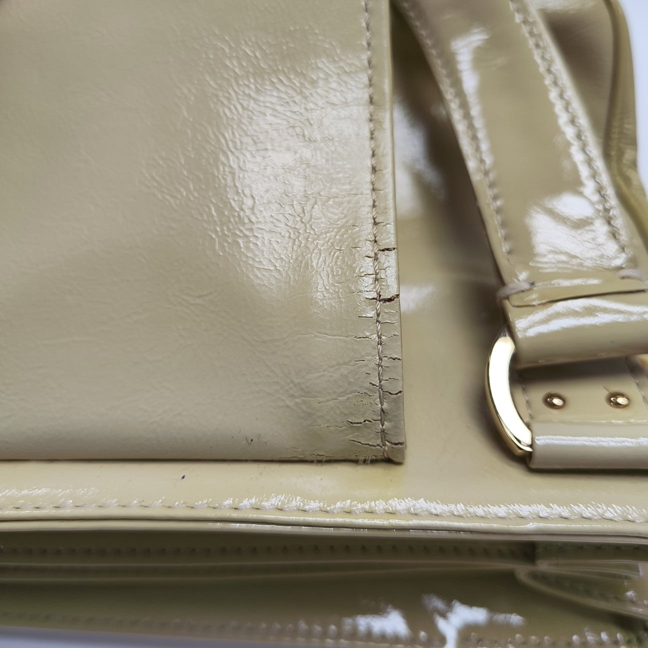 Patent Leather Top Handle Bag Yellow