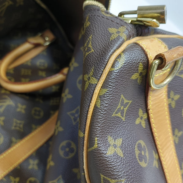 KEEPALL 60 Monogram Coated Canvas Brown