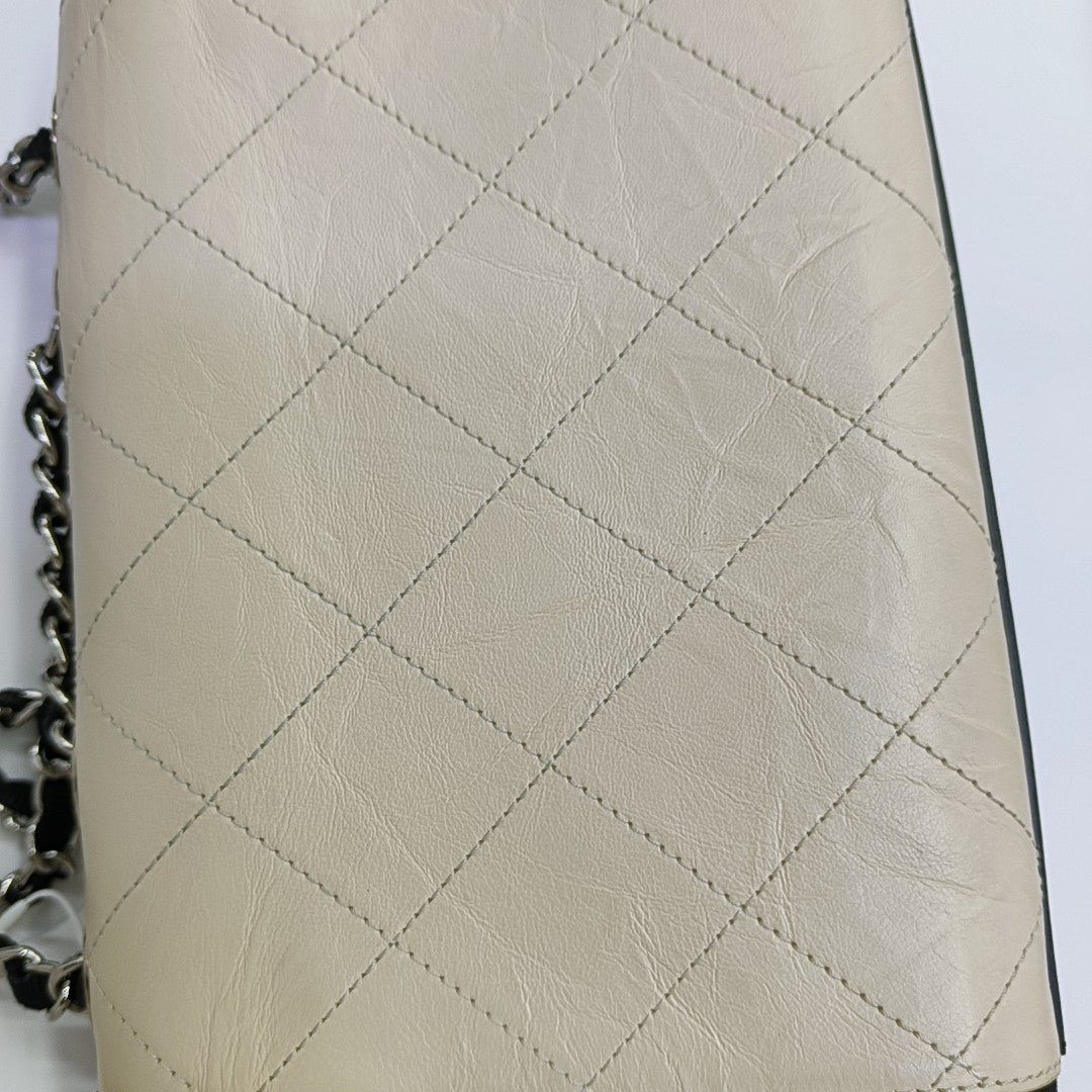 Quilted Calfskin Shoulder Bag Beige