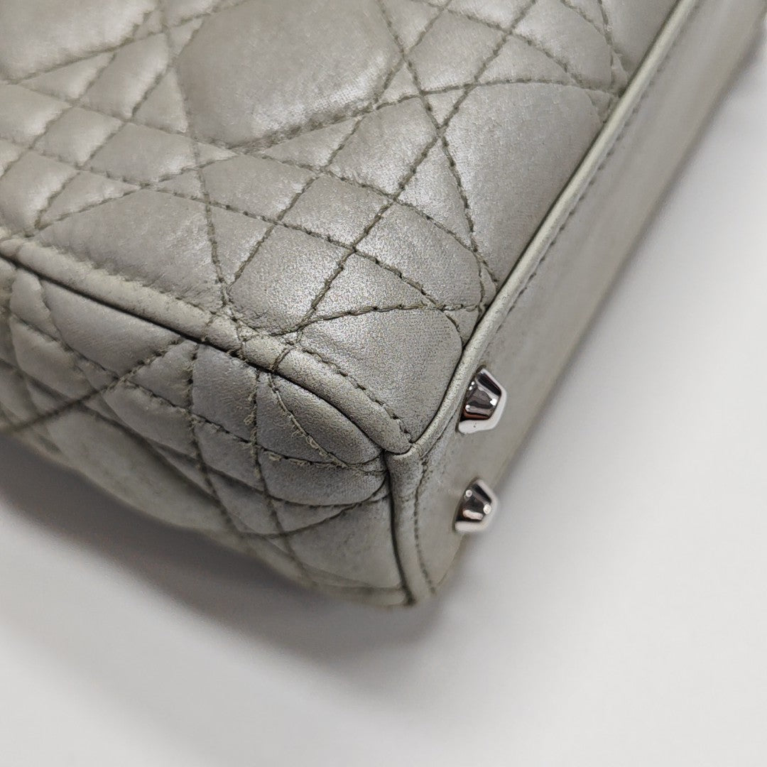 Lady Dior Mini Cannage Lambskin Gray