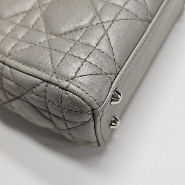Lady Dior Mini Cannage Lambskin Gray