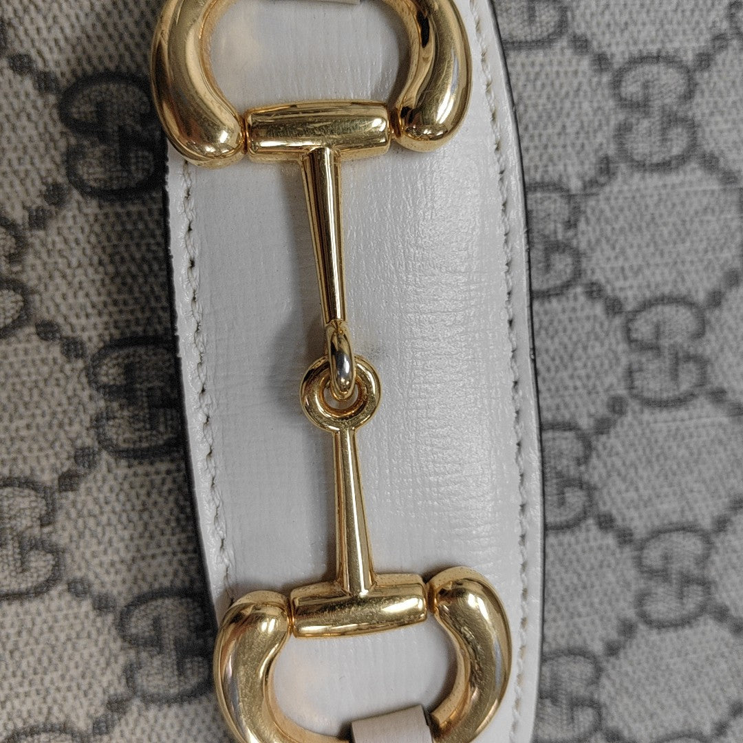 Horsebit 1955 Small Monogram Coated Canvas Beige