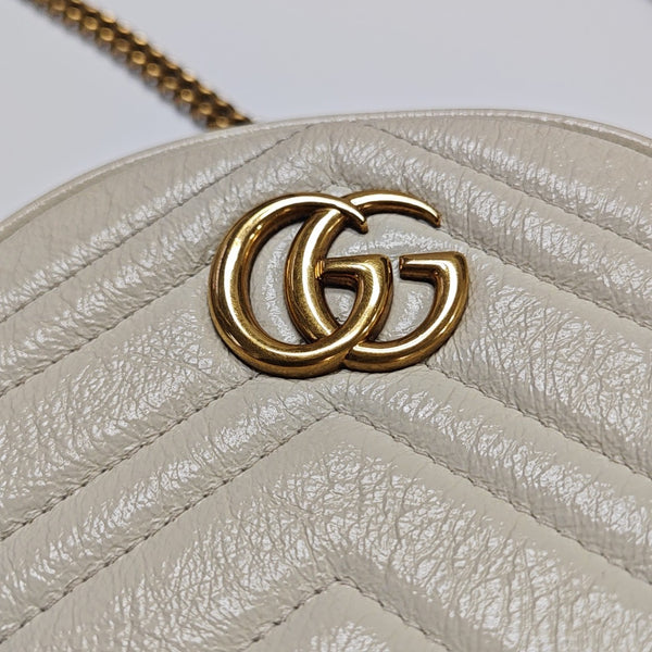 GG Marmont Mini Quilted Calfskin White