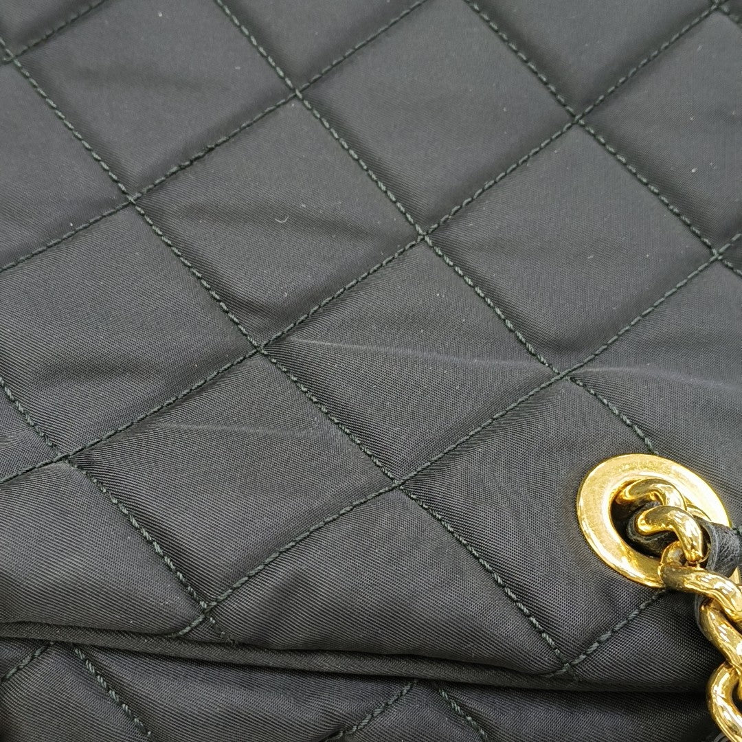Quilted Nylon Shoulder Bag Black